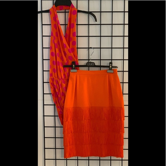 Vintage Escada Orange Wool Skirt with Fringe Detailing - Picture 5 of 5